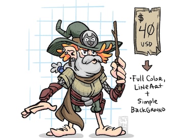 Ilustración de personajes DnD y Comisión de color completo