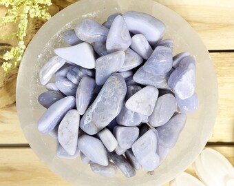 Blue Lace Agate Tumbled Stone | Blue Lace Agate Gemstone | Pocket Gemstone to Meditate Anywhere