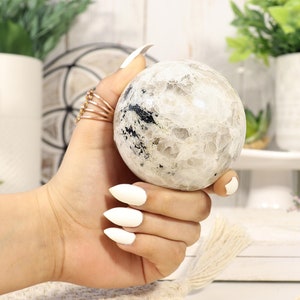 Rainbow Moonstone Sphere, Meditate for Life Reflection, Break Free!