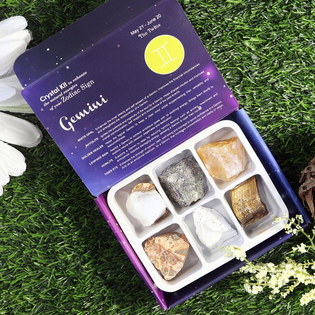 Gemini Zodiac Crystal Kit, Crystal Set for Birthday, Horoscope ...