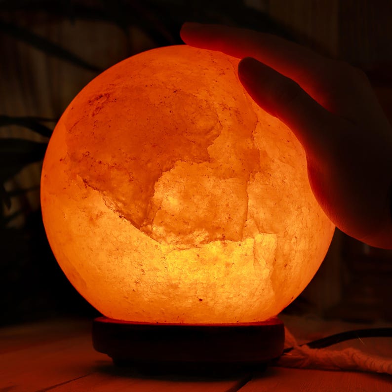 Himalayan Pink Salt Lamp Globe, Dimming Ambiance Light image 2