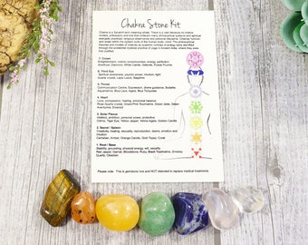 Natural & Tumbled Stones for Chakra Healing, Beginner Crystal Chakra Kit, Cleansing Gemstones