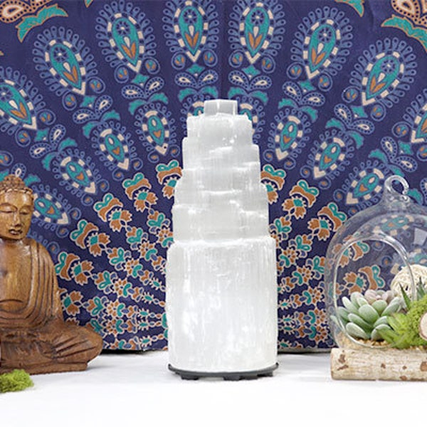 Natural Selenite Crystal Lamp from Morocco, Extra Quality, Ethically Sourced, Home Decor