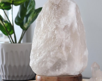 Himalayan White Salt Lamp, Authentic Salt from Pakistan, Cozy Home Decor, 3-4lbs, 7 Inches Tall, Lamp for Seasonal Affective Disorder
