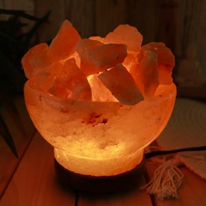 Himalayan Salt Lamp Fire Bowl, Dimming Table Lamp, Home Decor