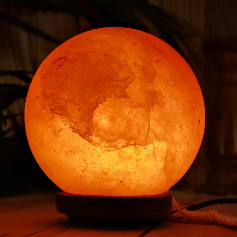 Himalayan Pink Salt Lamp Globe, Dimming Ambiance Light image 4
