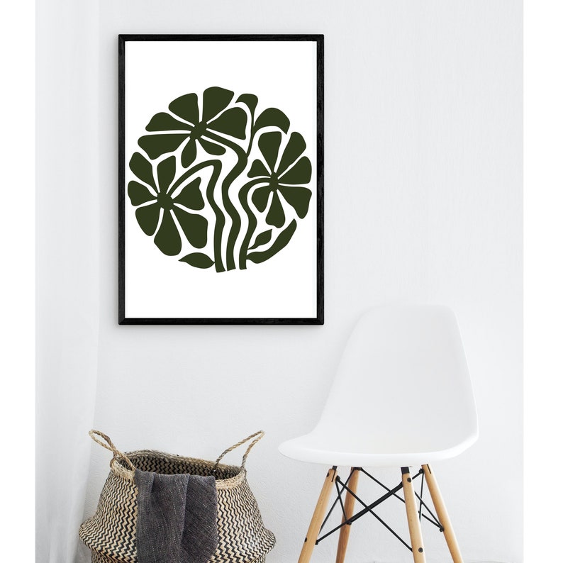 Black and White Abstract Art Printable Modern Flower Wall Art Etsy