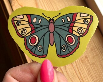 Pegatina de mariposa de entrega limitada / Dibujada a mano / Estética cottagecore / Resistente al agua y a las manchas / Pegatina troquelada / PinteresT