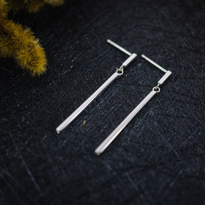 bar earrings | silver earrings | rod earrings | 925 Silver Bar Studs | Line chopsticks