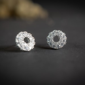 Round earrings 925 silver - Real silver jewelry for women - Handmade gift - Minimalist earrings