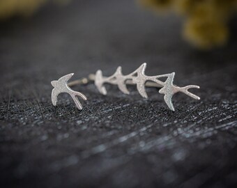 bird earrings | swarm earrings | silver earrings | gold earrings | Frosted earrings