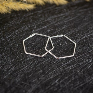 Geometric hoop earrings | Silver Earrings | Hexagon hoop earrings | Silver