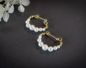 pearl hoop earrings | gold earrings | Silver hoop earrings | Pearl Gold Hoop Earrings