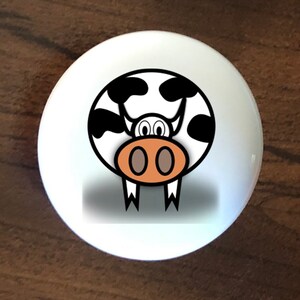 Cow Ceramic Knob: Black and White Kitchen Cabinet Door Pull