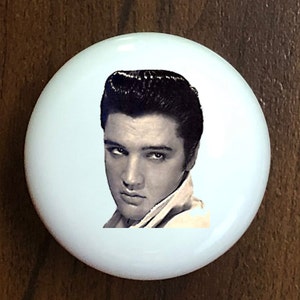 Elvis Presley Ceramic Knob: Black and White Home Decor