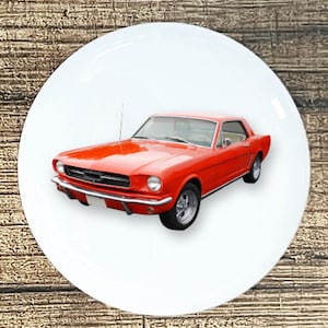 Red Mustang Ceramic Knob: Hot Rod Car Decor
