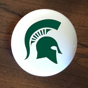 Michigan State home decor ceramic knob kitchen cabinet door or drawer pull white