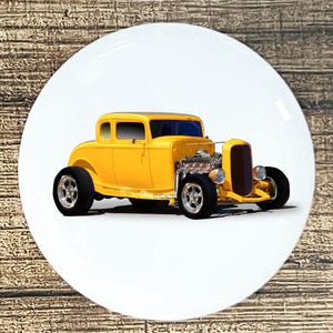 Hot Rod Yellow Car Ceramic Knob: Kitchen Cabinet Door Pull