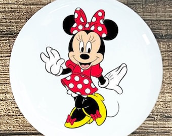 Tirador de cerámica para puerta de armario de cocina o cajón con forma de Minnie Mouse, color blanco.