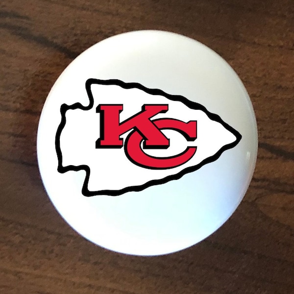 KANSAS CITY CHIEFS home decor ceramic knob kitchen cabinet door or drawer pull white