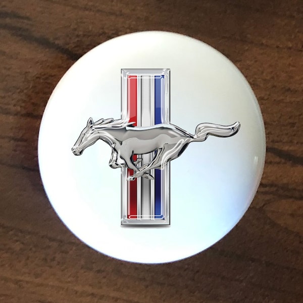 Tri Bar Mustang Ford one car auto home decor ceramic knob kitchen cabinet door or drawer pull white