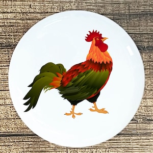 Colorful Rooster Ceramic Knob - Chrome  Kitchen Cabinet Handle