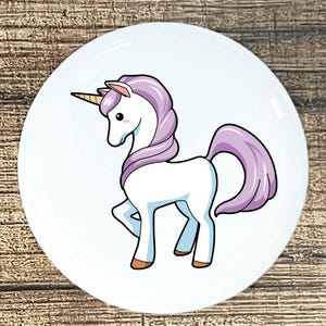 Unicorn purple pony home decor ceramic knob kitchen cabinet door or drawer pull white