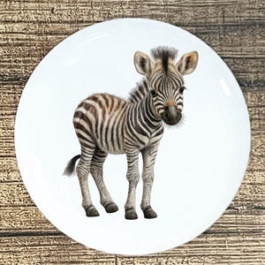 Zoo Animal Ceramic Knob: Baby Zebra Drawer Pull