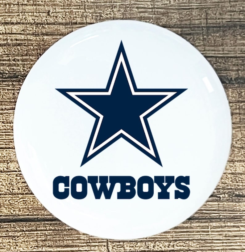 Tirador de cerámica para puerta de armario de cocina o cajón con diseño de los Cowboys, color blanco. imagen 1