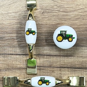 Green Tractor home decor white knob or handle kitchen cabinet door drawer pull chrome or brass white ceramic insert