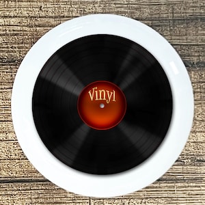 VINYL RECORD  home decor ceramic knob kitchen cabinet door or drawer pull white