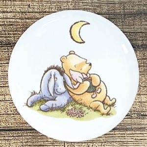Pooh & Friends Moon Ceramic knobs: Nursery Decor, Drawer Pull