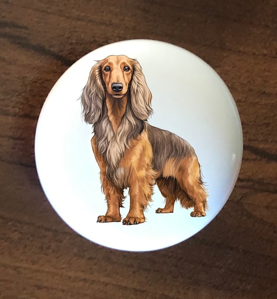 Long Hair Dachshund Standing Puppy Ceramic Knob Kitchen Cabinet Door or Drawer Pull White Etsy