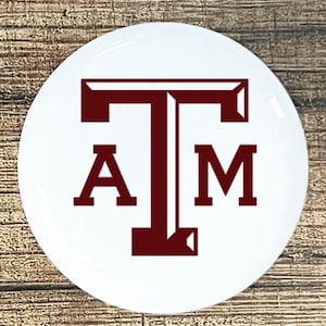 Texas A and M home decor ceramic knob kitchen cabinet door or drawer pull white