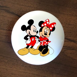 Mickey Minnie Mouse home decor ceramic knob kitchen cabinet door or drawer pull white