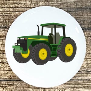 Green Farming Tractor home decor ceramic knob kitchen cabinet door or drawer pull white