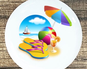 Beach Theme Ceramic Knob: Flip Flops, Umbrella, Beach Ball