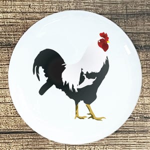 Rooster Ceramic Knob: Black and White Kitchen Cabinet Door Pull