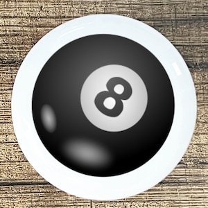 Eight ball billards home decor ceramic knob kitchen cabinet door or drawer pull white