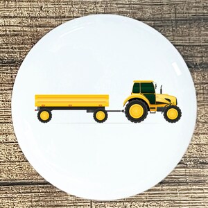 Yellow Tractor Wagon Ceramic Knob - Kitchen Cabinet Door Drawer Pull
