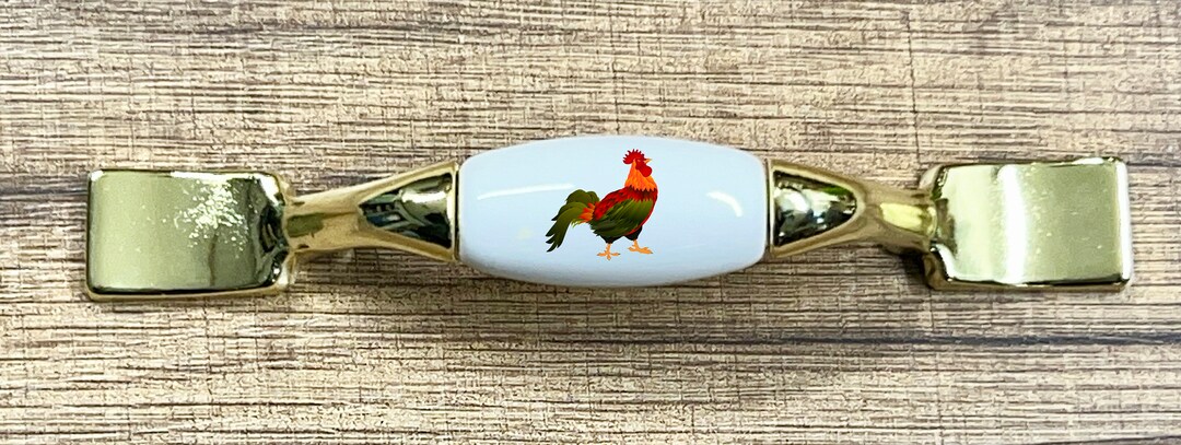 8-PC Ceramic Cabinet Knobs - 1.5 Inch Farmhouse Chicken & Tomato Drawer Pulls