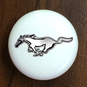 Ford Mustang home decor ceramic knob kitchen cabinet door or drawer pull white