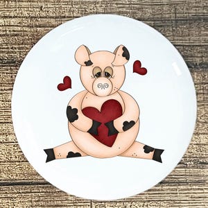 Pig red hearts home decor ceramic knob kitchen cabinet door or drawer pull white