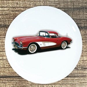 Red Chevy Corvette Ceramic Knob: Hot Rod Car Decor