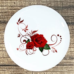 Red Roses home decor ceramic knob kitchen cabinet door or drawer pull white