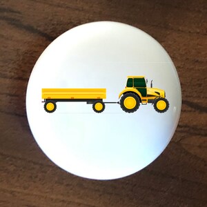 Yellow Tractor Wagon Ceramic Knob - Kitchen Cabinet Door Drawer Pull