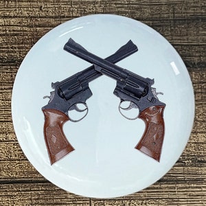 Western Six Guns Custom White Knob  Ceramic Kitchen Cabinet or drawer pull