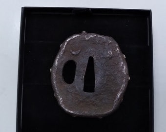 Authentic Edo period Moon and Silver Stars Tsuba (1603-1867) Katana tanto wakizashsi tsuka Samurai Hilt from Japan