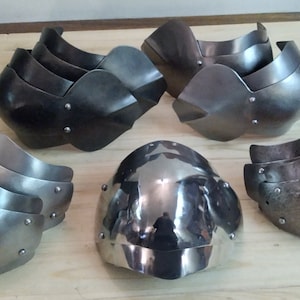1 pair 16GA 3 piece articulated Mild or Stainless Steel SCA knee elbow cops HEMA Larp cosplay 16 gauge