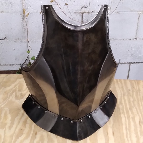 Black and White style Breastplate. 18ga SCA hema cosplay chestplate 18 gauge